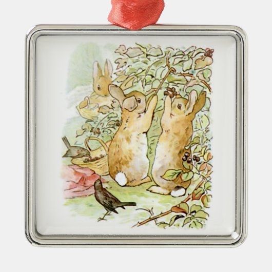 Kaninchen: BlackBerry Picking (Beatrix Potter) Ornament Aus Metall (Vorne)