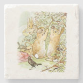 Kaninchen: BlackBerry Picking (Beatrix Potter) Steinuntersetzer (Vorderseite)