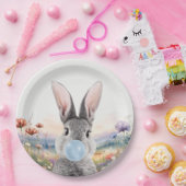 Kaninchen blasen Kaugummi mit Wildblumen Pappteller (Party)