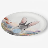 Kaninchen blasen Kaugummi mit Wildblumen Pappteller (Schrägansicht)