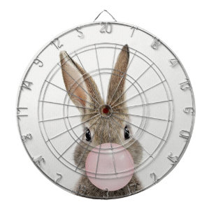 Kaninchen bläst rosa Kaugummi Dartscheibe