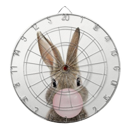 Kaninchen bläst rosa Kaugummi Dartscheibe (vorne)