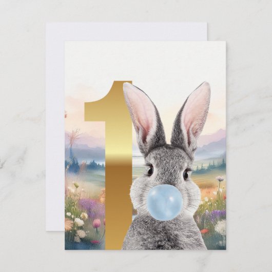 Kaninchen blauer Kaugummi Erster Geburtstag (Vorne/Hinten)