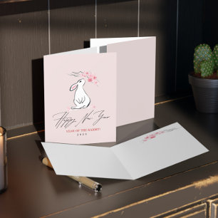 Kaninchen-Blume Cherry Blossom Dankeskarte