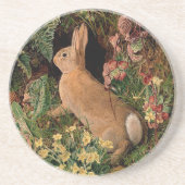 Kaninchen-Blume Farn Vintage Waldquelle Getränkeuntersetzer (Vorne)