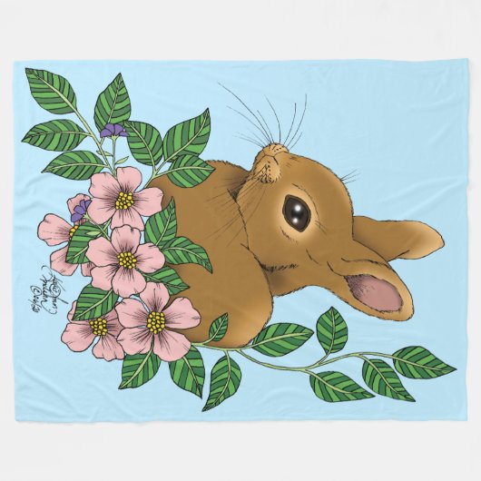 Kaninchen-Blume Fleecedecke (Vorderseite (Horizontal))
