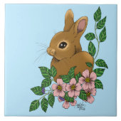 Kaninchen-Blume Fliese (Vorderseite)