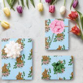 Kaninchen-Blume Geschenkpapier Set