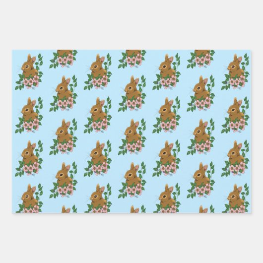 Kaninchen-Blume Geschenkpapier Set (Vorderseite 2)