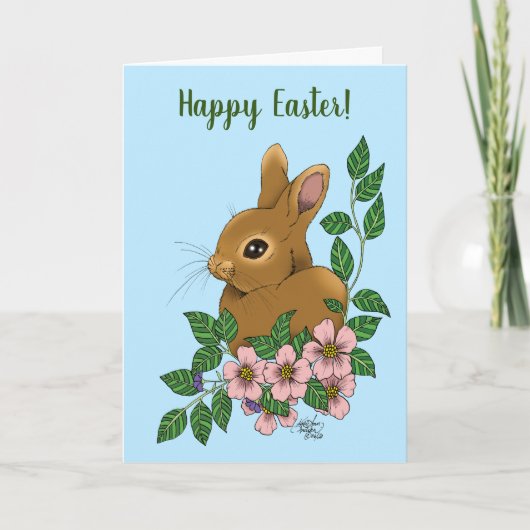 Kaninchen-Blume Karte (Vorderseite)
