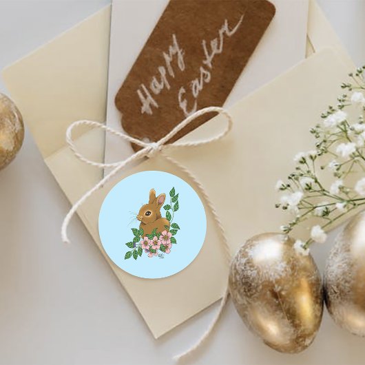 Kaninchen-Blume Runder Aufkleber