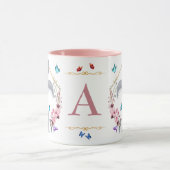Kaninchen Blume Schmetterlinge als Monogramm Tasse (Zentrum)