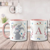 Kaninchen Blume Schmetterlinge als Monogramm Tasse