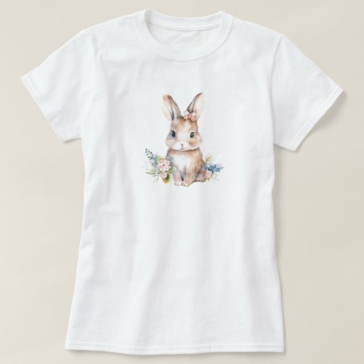 Kaninchen-Blume T-Shirt (Design vorne)