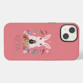 Kaninchen, Blume und Vögel, Personalisierte Gestal iPhone Hülle (Rückseite (Horizontal))