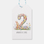 Kaninchen Blumen 2. Geburtstag Geschenkanhänger (Rückseite)