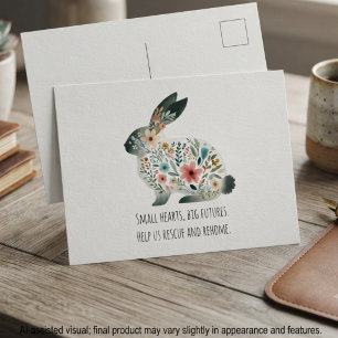 Kaninchen-Blumen-Aquarell Postkarte