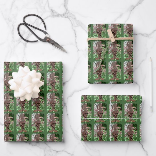 Kaninchen Blütennatur Geschenkpapier Set (Vorderseite)