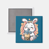 Kaninchen-Boba-Tee-Bubble-Tea Magnet (Vorderseite/Rückseite)