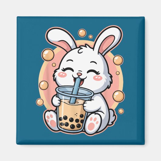 Kaninchen-Boba-Tee-Bubble-Tea Magnet (Vorne)