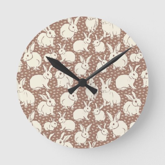 Kaninchen Bonanza - Mocha Mousse. Runde Wanduhr (Vorderseite)