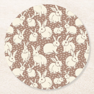 Kaninchen Bonanza - Mocha Mousse. Runder Pappuntersetzer