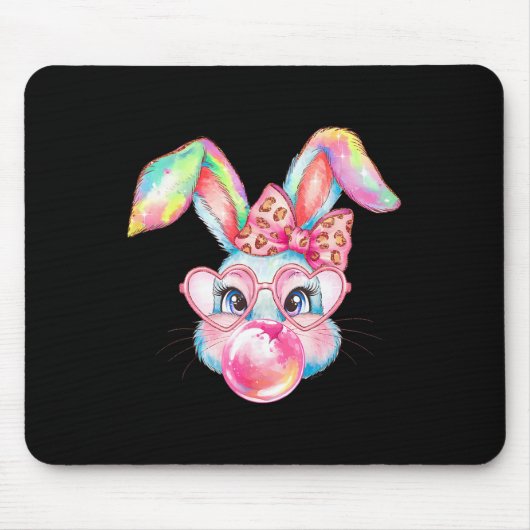 Kaninchen Bunny Blows Glücklicher Ostern Niedlich Mousepad (Vorne)