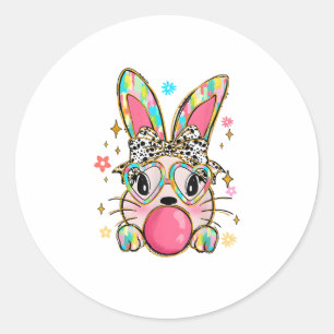Kaninchen Bunny Blows Gum Osterfeiertag Coquett Runder Aufkleber