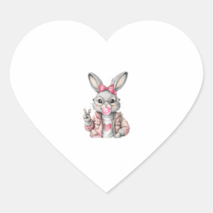 Kaninchen Bunny Blows Gum Osterfeiertag Niedlich G Herz-Aufkleber