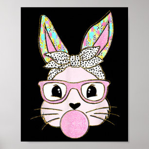 Kaninchen Bunny Blows Gum Ostertag Niedlich Poster