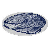 Kaninchen Bunny Cobalt Blaues Weiß Tinte Sketch Ku Schneidebrett (Ecke)