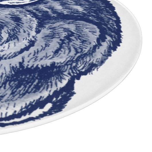 Kaninchen Bunny Cobalt Blaues Weiß Tinte Sketch Ku Schneidebrett (Ecke)