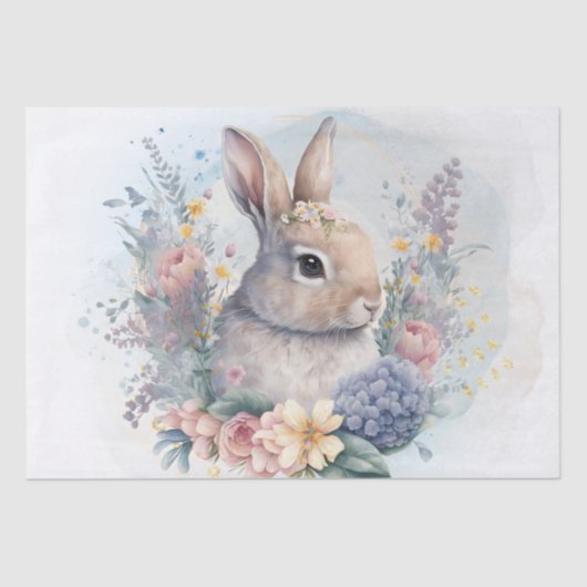 Kaninchen Bunny Floral Watercolor Seidenpapier (Vorderseite)