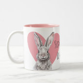 Kaninchen Bunny Liebe Süße Tier Pink Hearts Funny Zweifarbige Tasse (Links)
