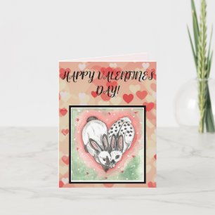 Kaninchen Bunny Valentinstag Herz Rosa Rot Haustie Karte