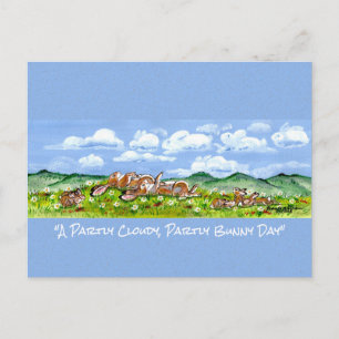 Kaninchen Bunny Watching Clouds Fun Wasserfarbe Ku Postkarte