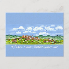 Kaninchen Bunny Watching Clouds Fun Wasserfarbe Ku Postkarte