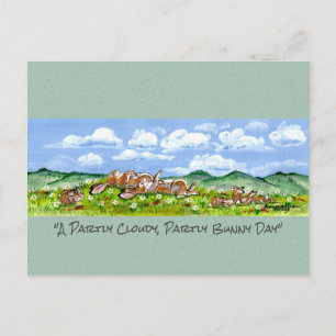 Kaninchen Bunny Watching Wolken Spaß Wasserfarbe K Postkarte