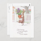Kaninchen Carry Potted Lila Hyacinth Postkarte (Vorne/Hinten)