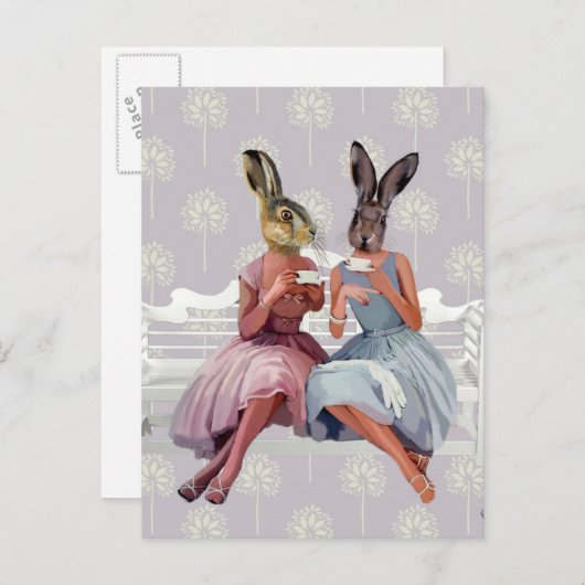 Kaninchen-Chat Postkarte (Vorne/Hinten)