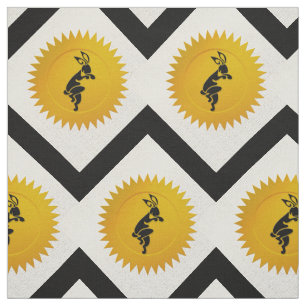 Kaninchen Chinesisch   Weiß, Gold und Schwarz Stoff