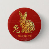 Kaninchen Chinesisches Sternzeichen Horoskop Button (Vorderseite)