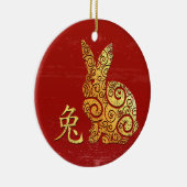 Kaninchen Chinesisches Sternzeichen Horoskop Keramik Ornament (Rechts)