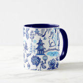 Kaninchen Chinoiserie Blaue Tasse (VorderseiteRechts)