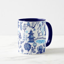 Kaninchen Chinoiserie Blaue Tasse