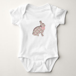 Kaninchen-Collage Decoupage Rosa Blume Ostern Baby Strampler