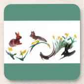 Kaninchen-Daffodien-Frühling Untersetzer (Vorderseite)