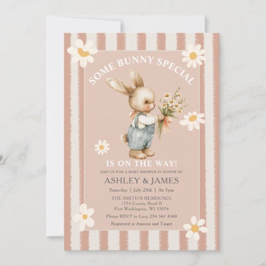 Kaninchen Daisy Blume Einige Sonne ist unterwegs Einladung (Vorderseite)