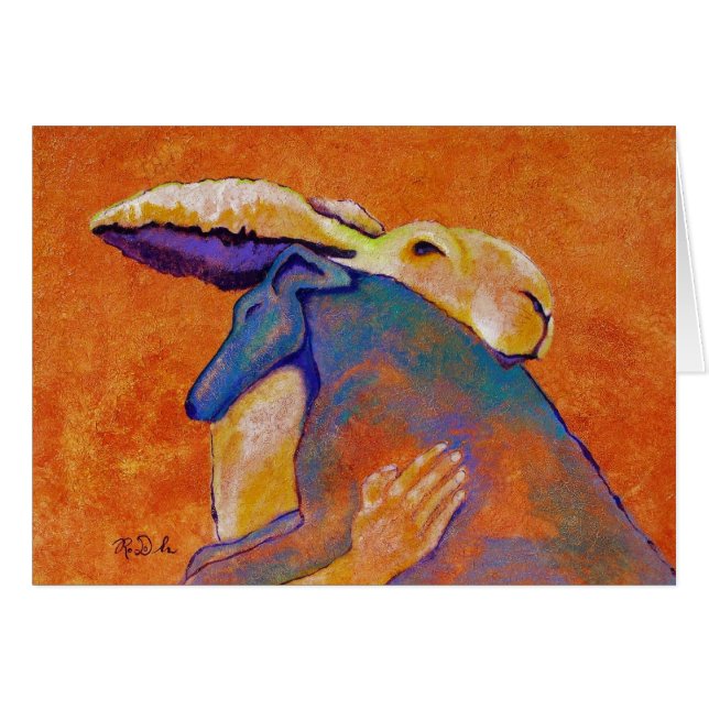 Kaninchen, das Hund hält (Vorderseite (Horizontal))