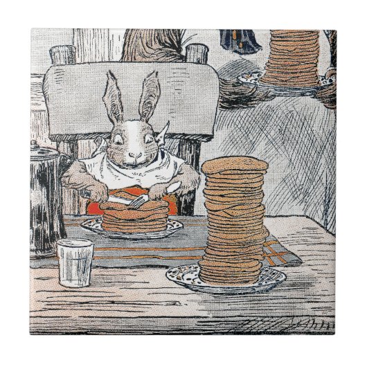 Kaninchen, das Pfannkuchen-Frühstück isst Fliese (Vorderseite)